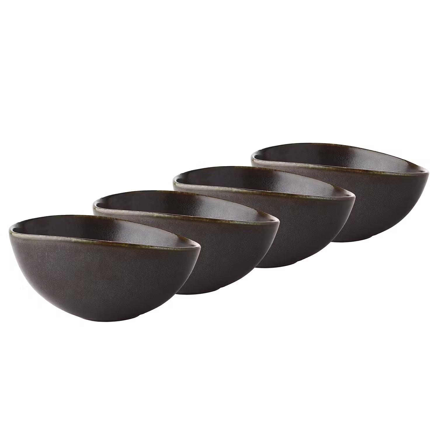JAPANDI Schale 4er-Set - Porzellan / reaktive Glasur - Schwarz - Schwarz