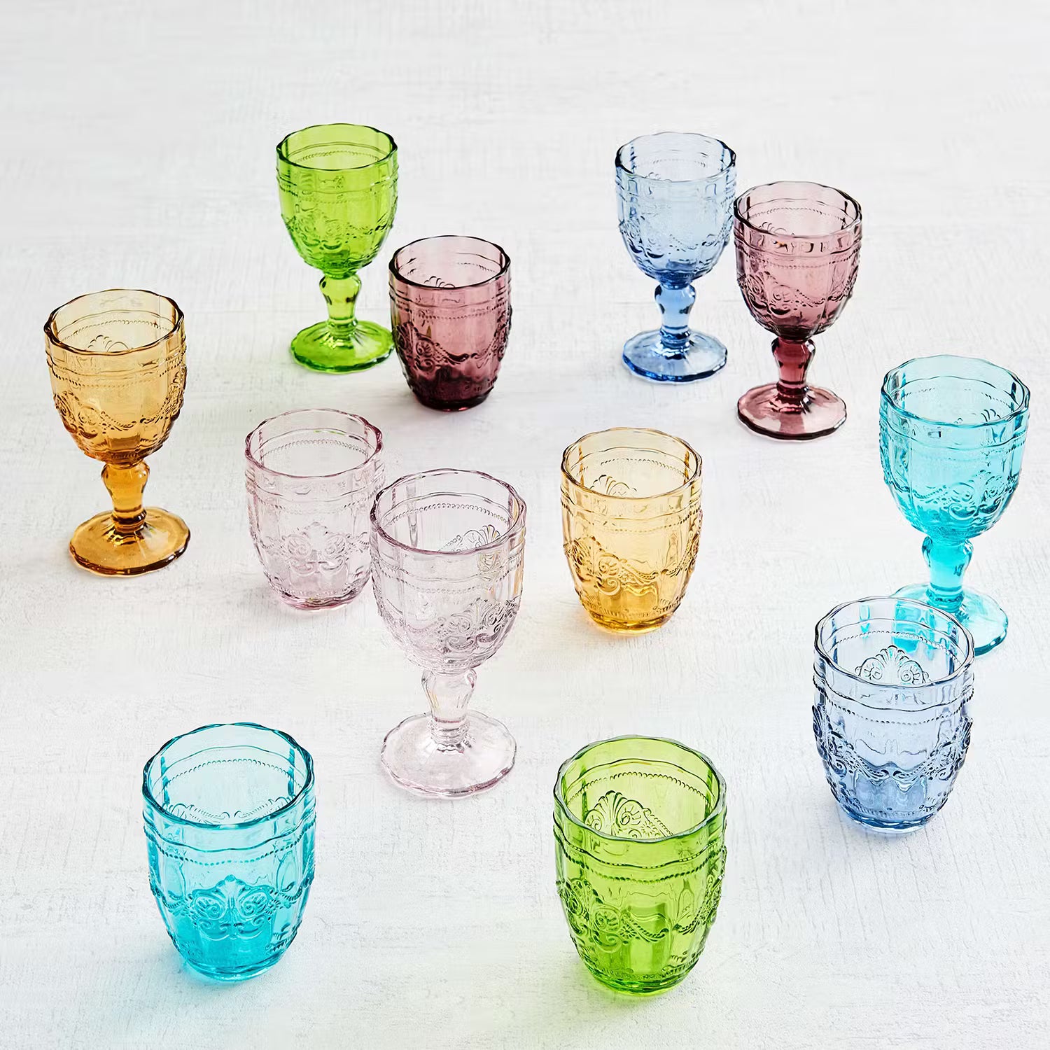 VICTORIAN Trinkglas 6er-Set - Farbglas - Blau