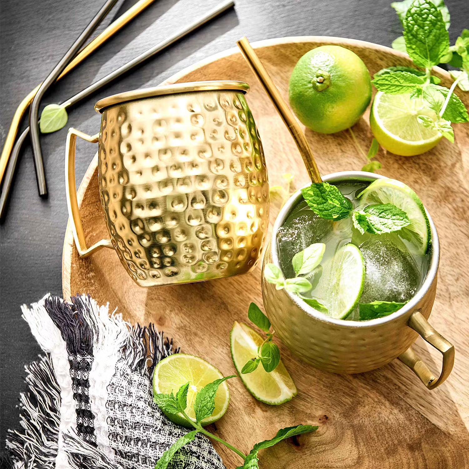 MOSCOW MULE Becher 4er-Set - Edelstahl - Gold