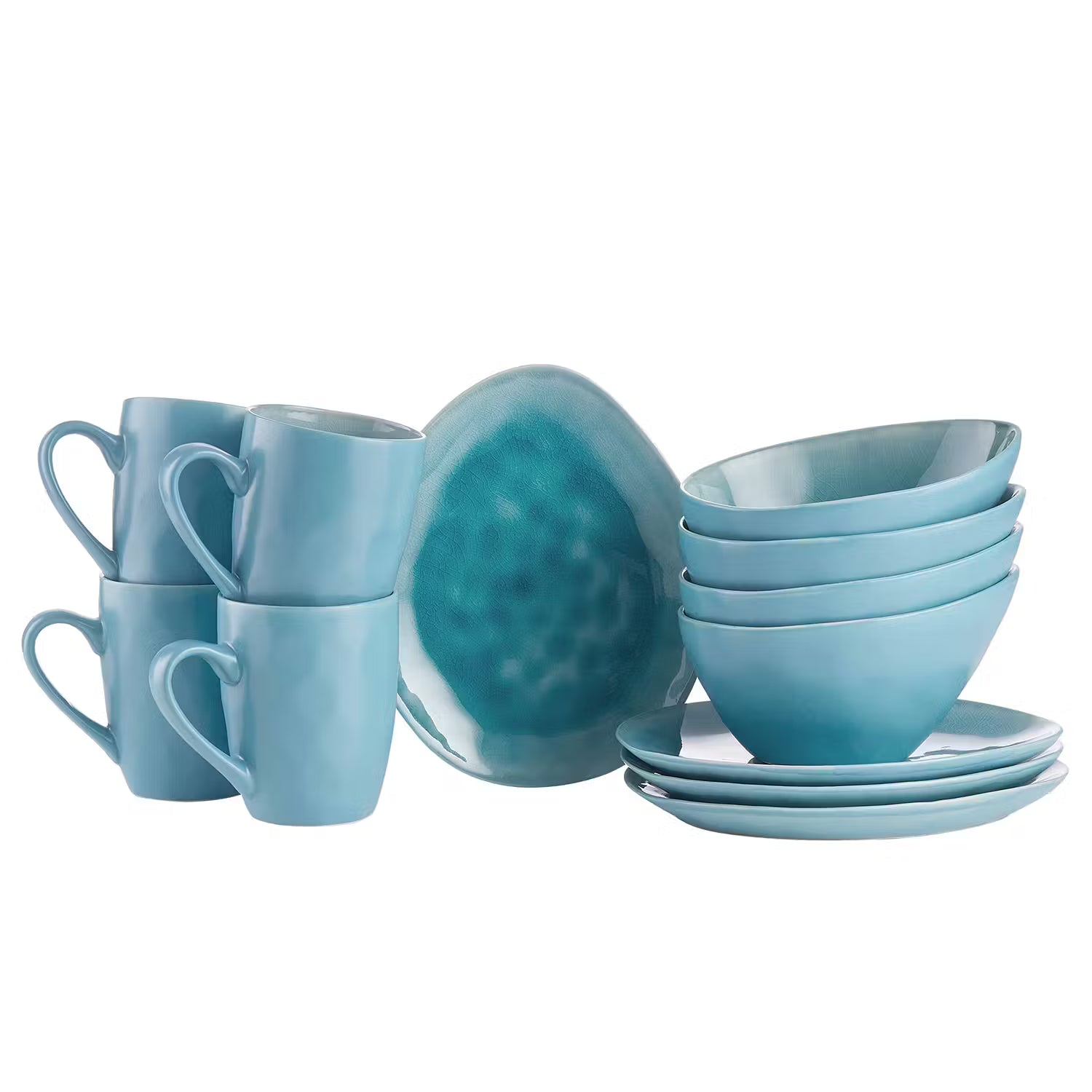 DE LA ROYA Geschirr-Set 12-tlg. - Keramik - Blau - Blau
