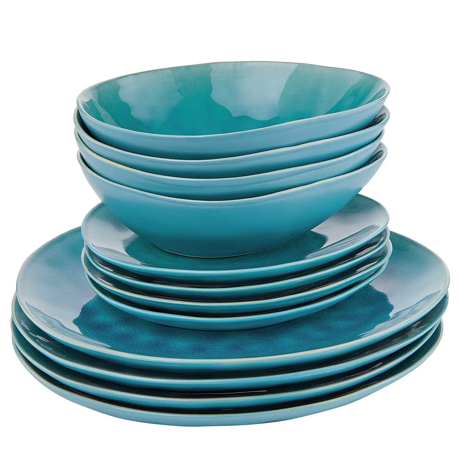 DE LA ROYA Geschirr-Set 12-tlg. - Keramik - Blau - Blau
