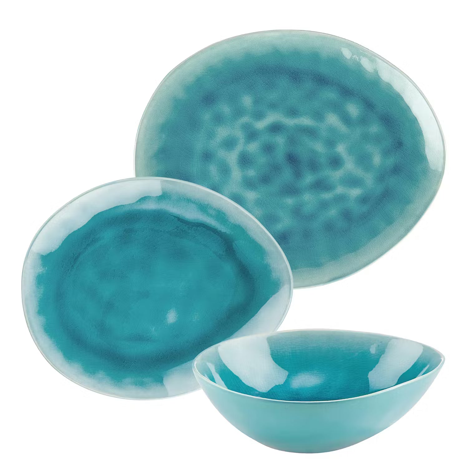 DE LA ROYA Geschirr-Set 12-tlg. - Keramik - Blau - Blau
