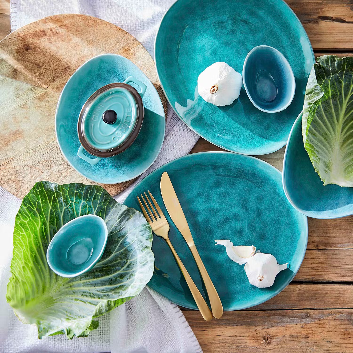 DE LA ROYA Geschirr-Set 16-tlg. - Keramik - Blau - Blau