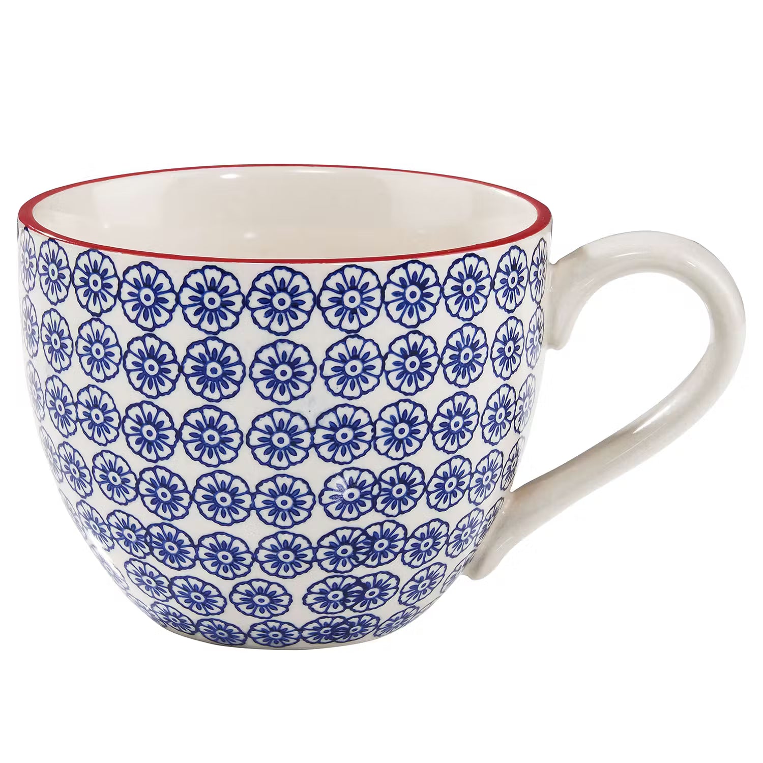 RETRO Frühstücks-Set 18-tlg. - Porzellan - Weiß / Blau / Rot