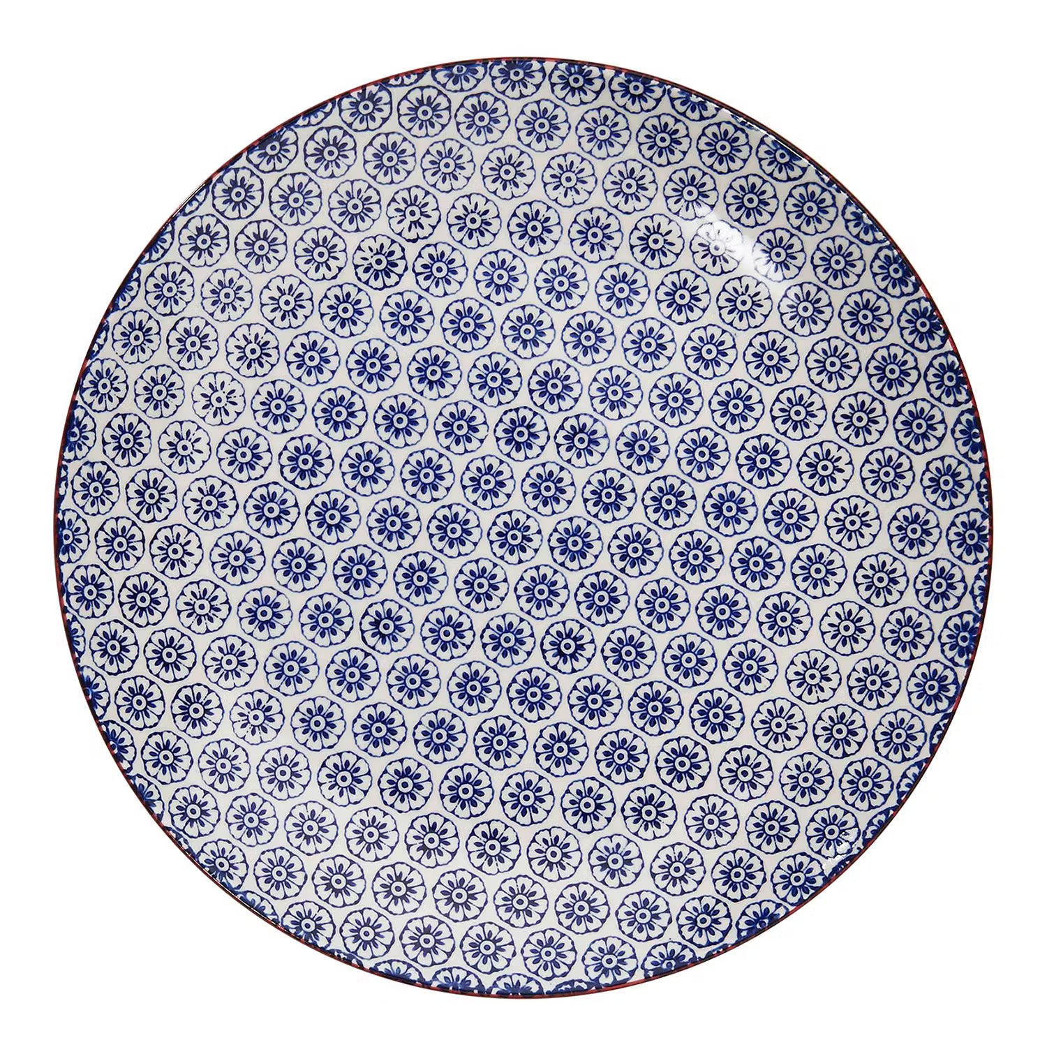 RETRO Dinner-Set 18-tlg. - Porzellan - Weiß / Blau / Rot
