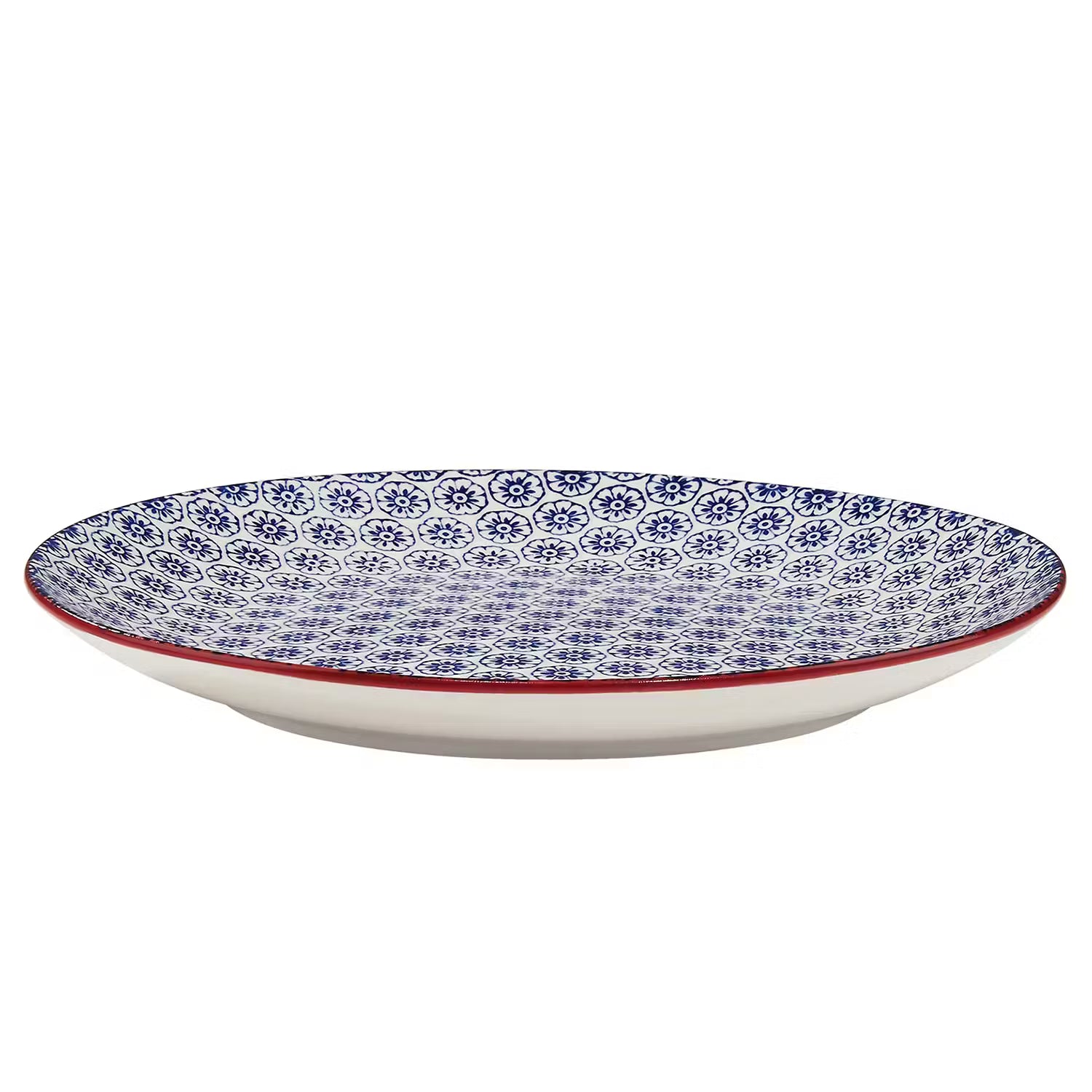 RETRO Dinner-Set 18-tlg. - Porzellan - Weiß / Blau / Rot