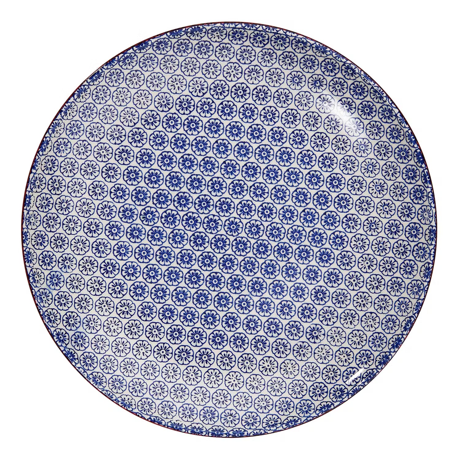RETRO Dinner-Set 18-tlg. - Porzellan - Weiß / Blau / Rot