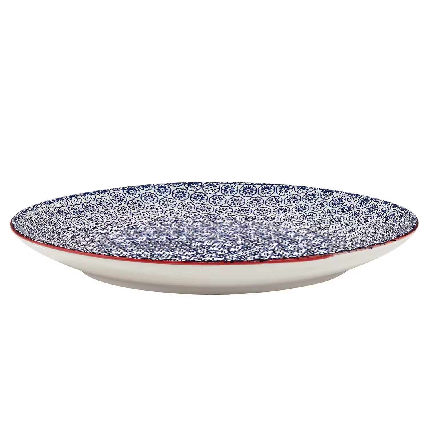 RETRO Dinner-Set 18-tlg. - Porzellan - Weiß / Blau / Rot