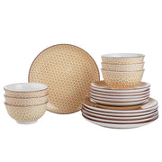 RETRO Dinner-Set 18-tlg. - Porzellan - Weiß / Orange