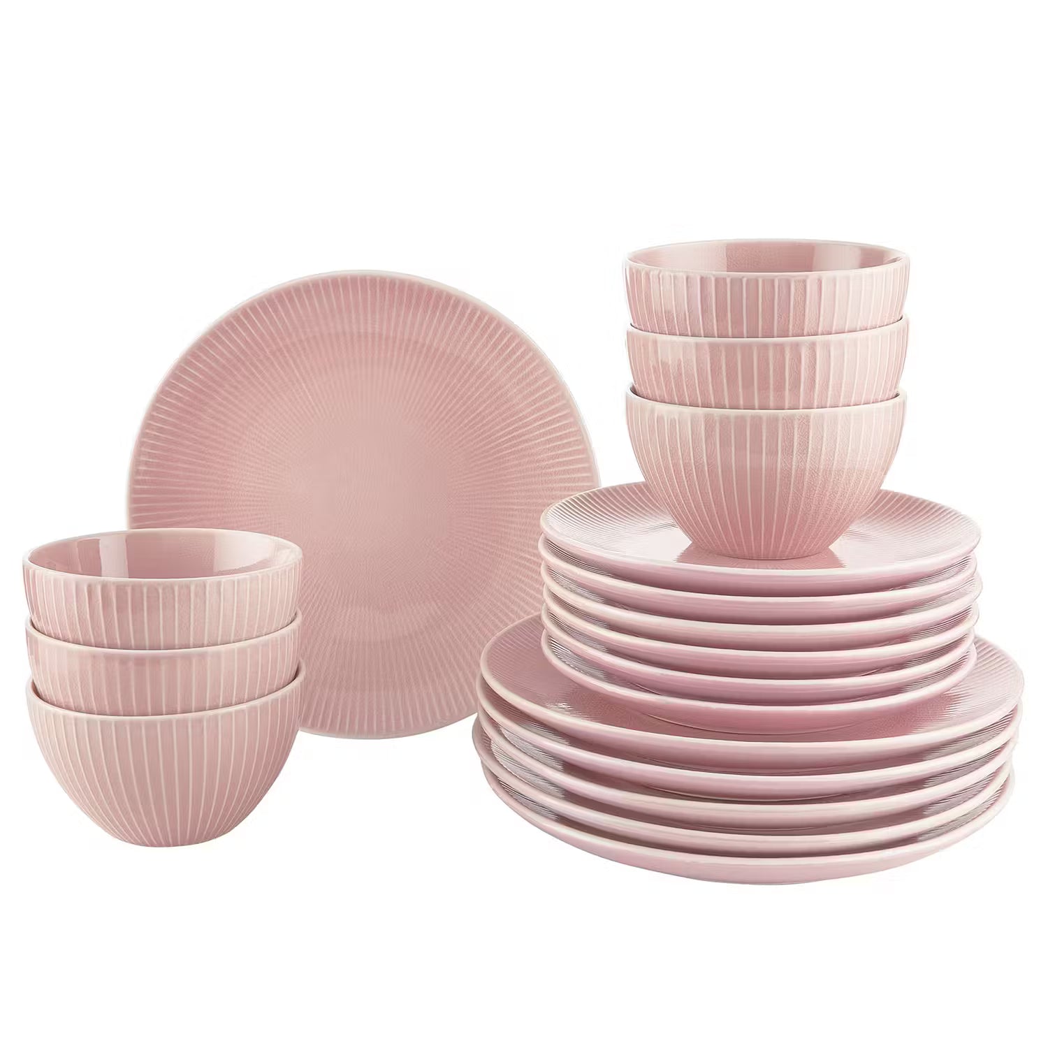 HANAMI Geschirr-Set 18-tlg. - Keramik - Rosa - Rosa