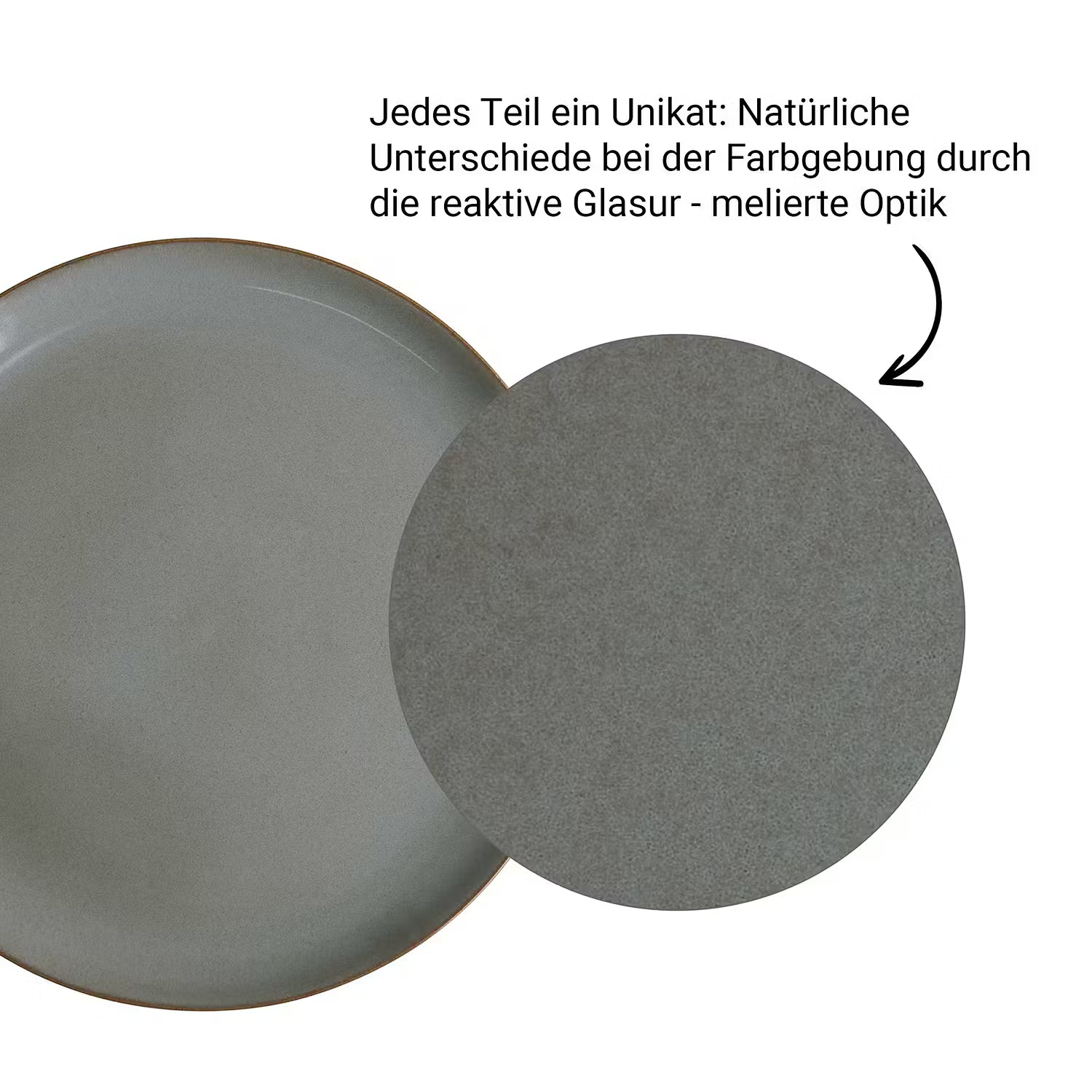 NATIVE Geschirr-Set 12-tlg. - Steinzeug - Grau