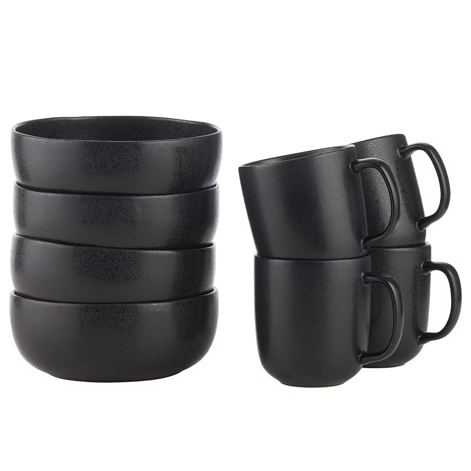 CASA NOVA Frühstücks-Set 8-tlg. - Keramik - Schwarz - Schwarz