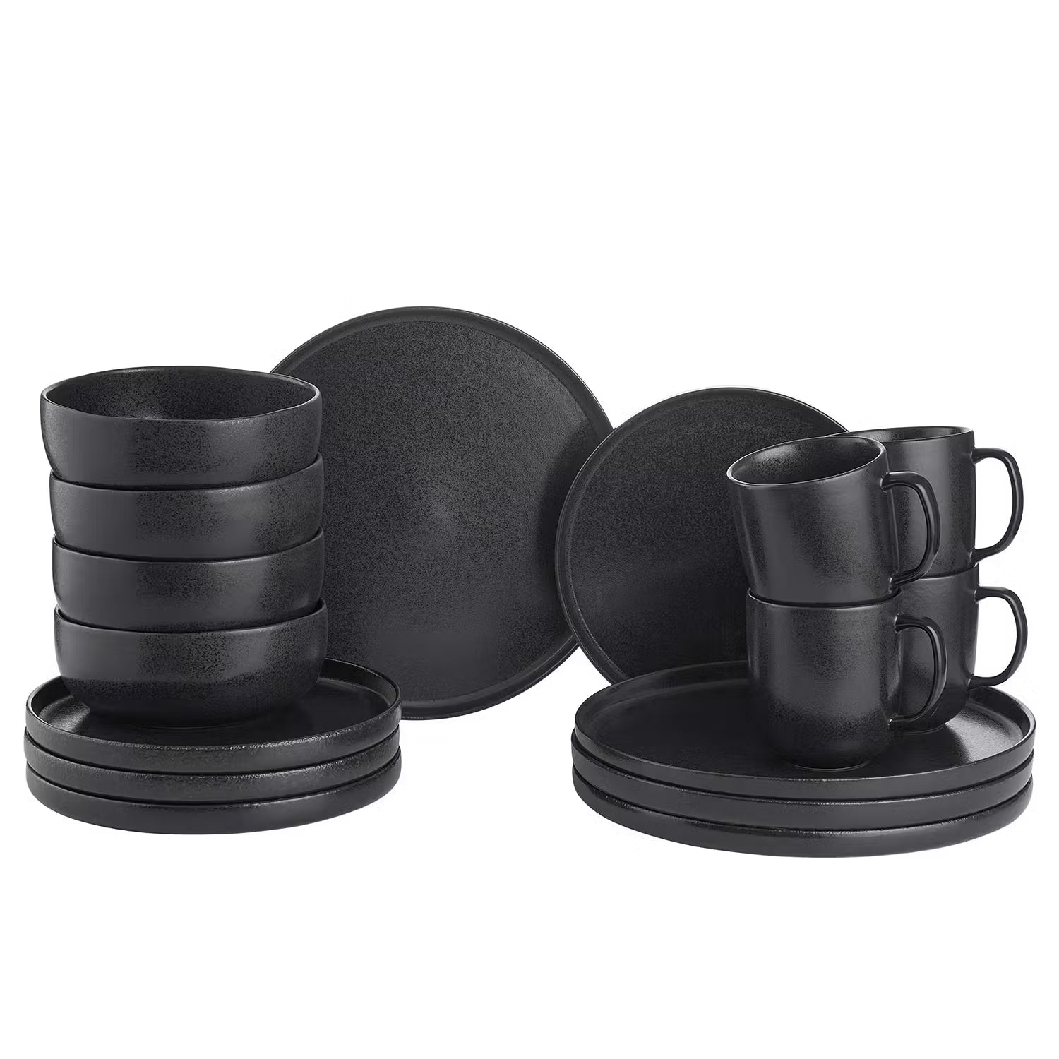 CASA NOVA Geschirr-Set 16-tlg. - Keramik - Schwarz