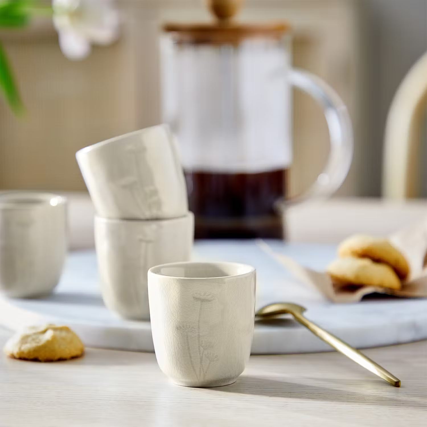 FLEUR Dinner-Set 12-tlg. - Keramik - Beige