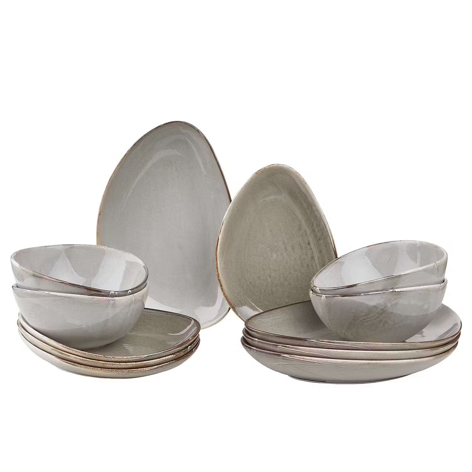JAPANDI Geschirr-Set 12-tlg. - Porzellan - Beige