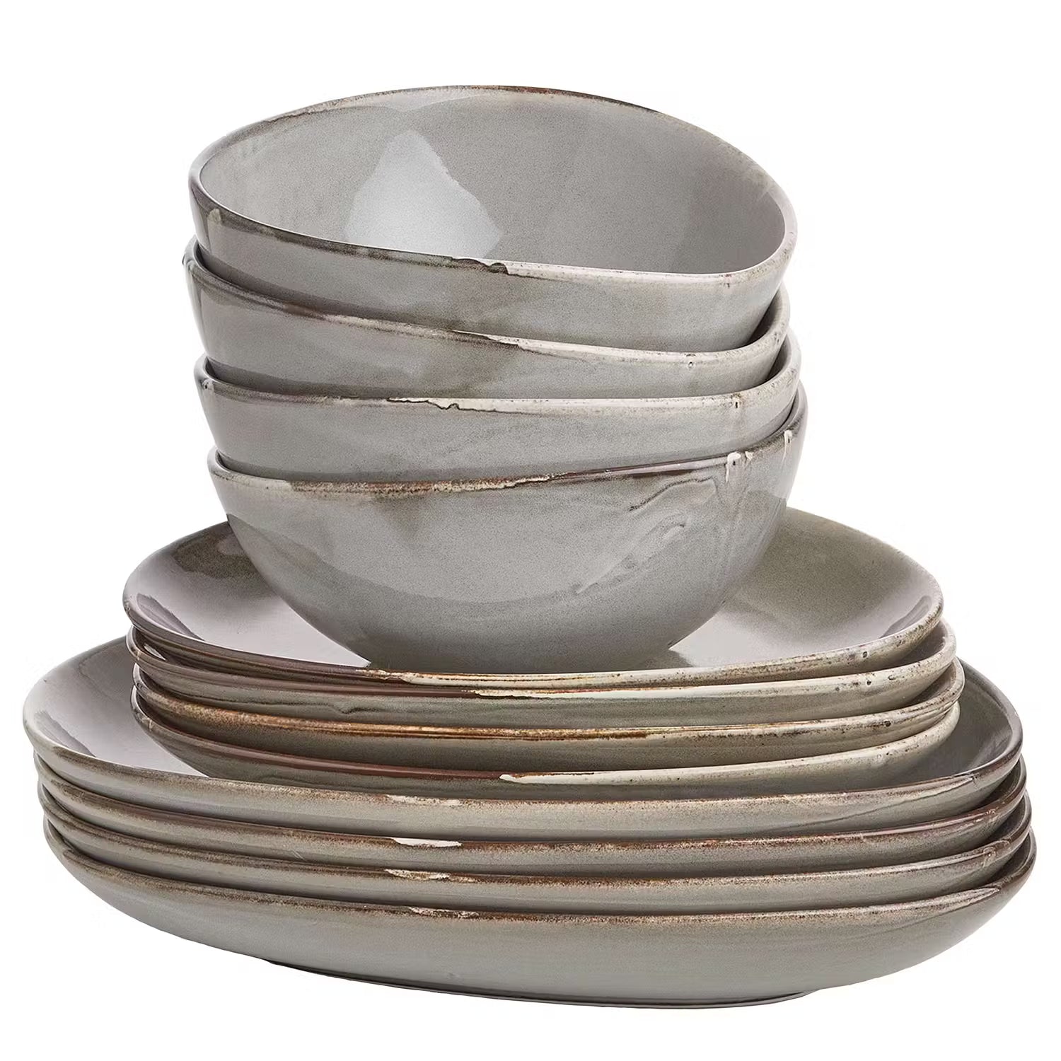 JAPANDI Geschirr-Set 12-tlg. - Porzellan - Beige