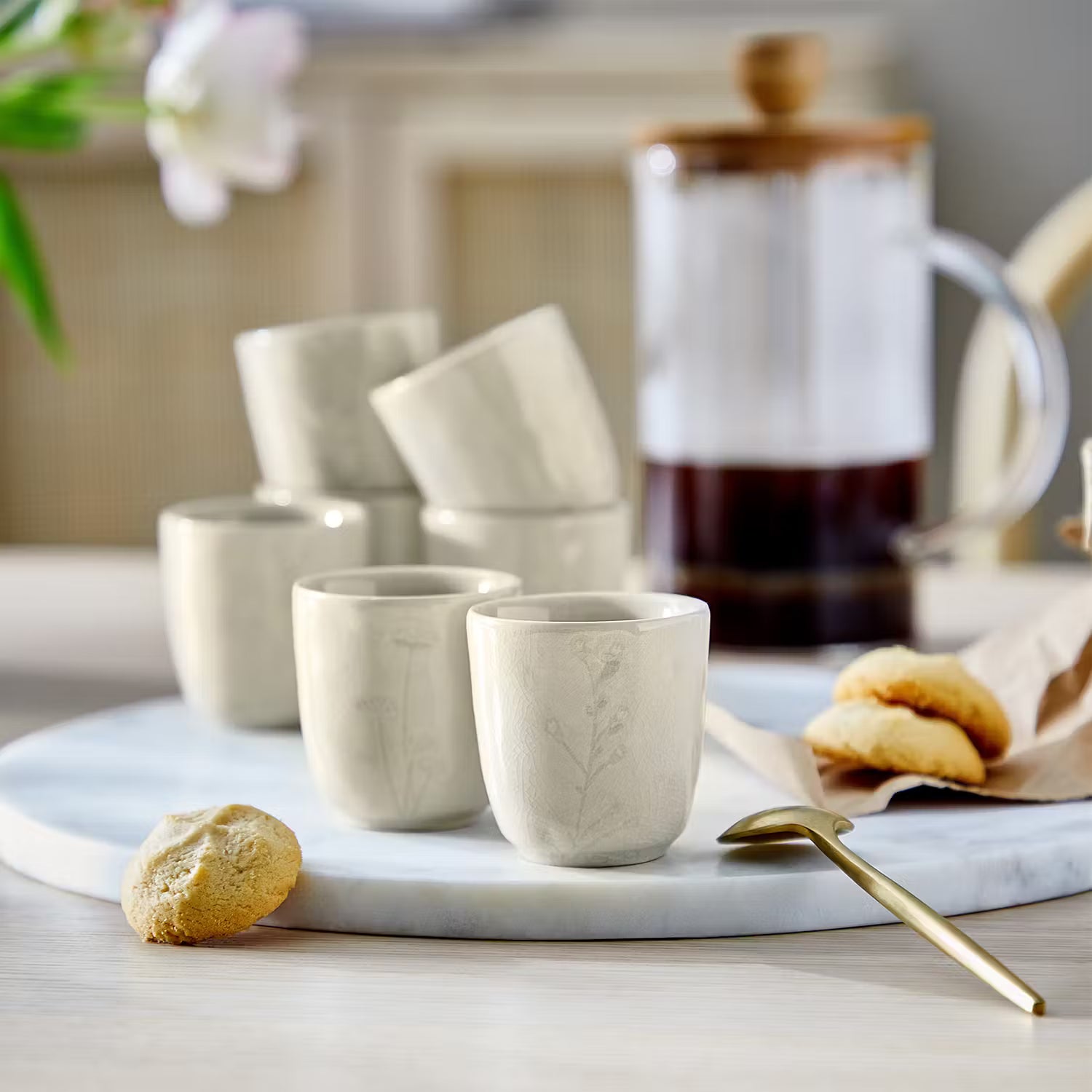FLEUR Dinner-Set 12-tlg. - Keramik - Beige