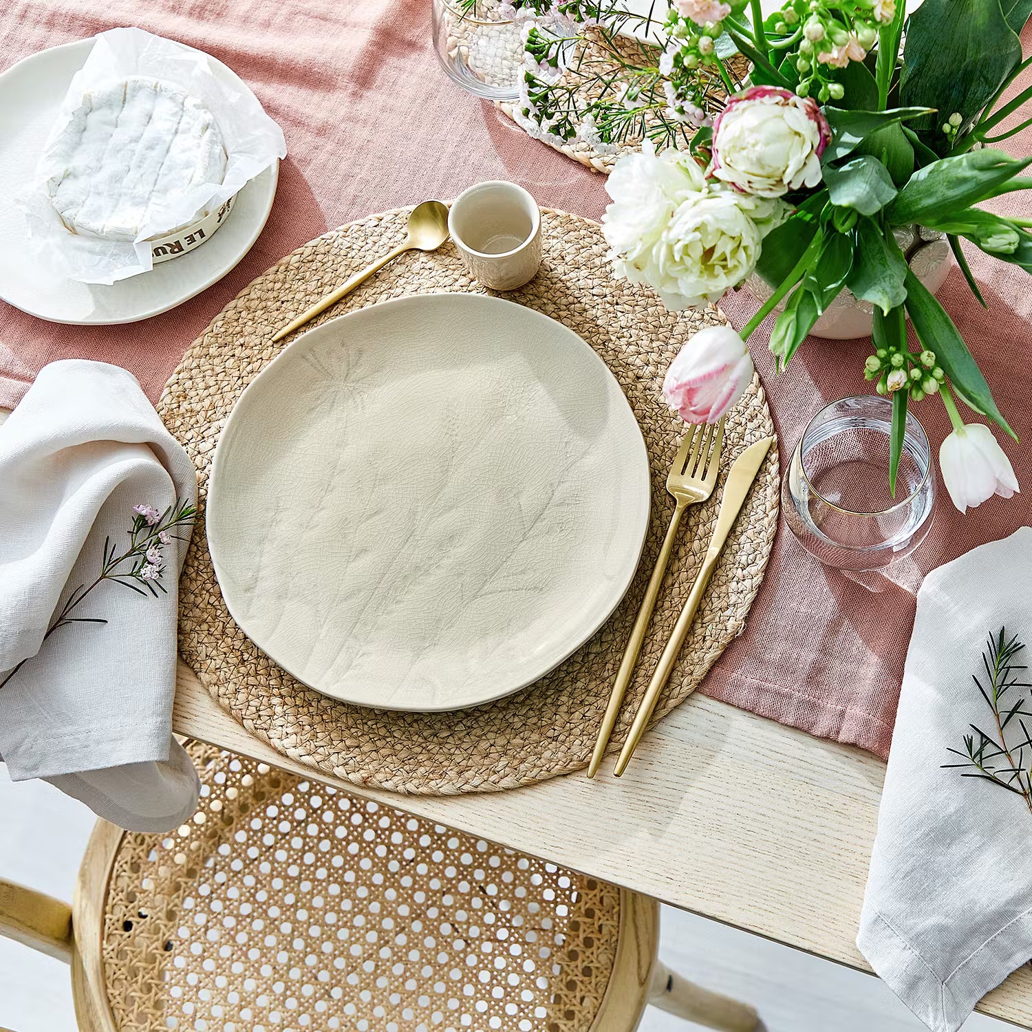 FLEUR Dinner-Set 12-tlg. - Keramik - Beige