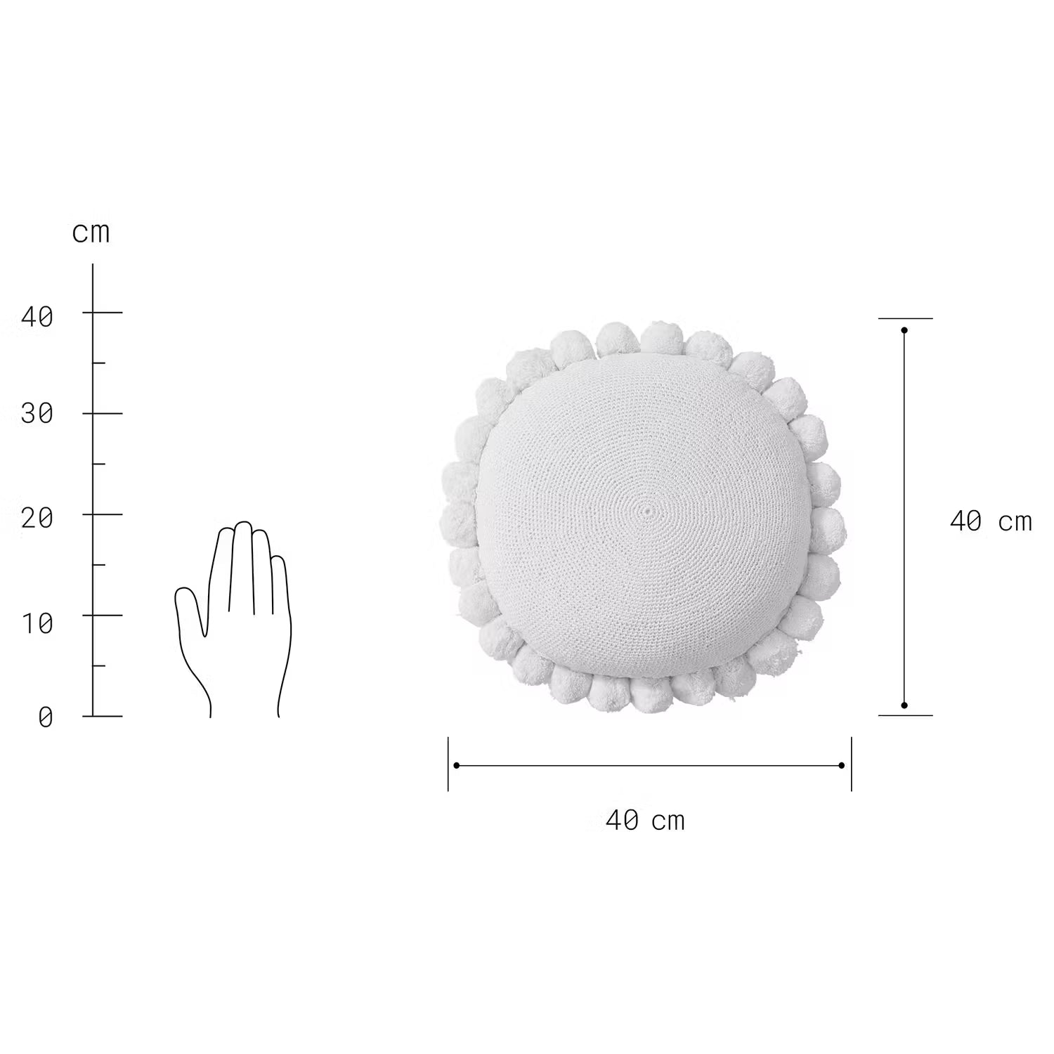 FLORES Dekokissen - Baumwolle / Polyester - Weiß