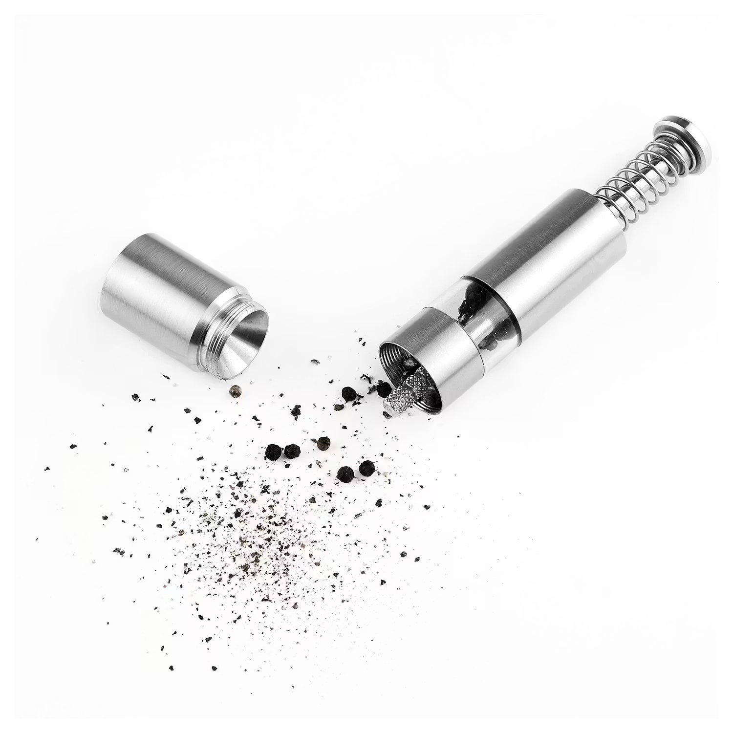 ALL ROUNDER Pfeffermühle  - Klarglas / Edelstahl - Silber