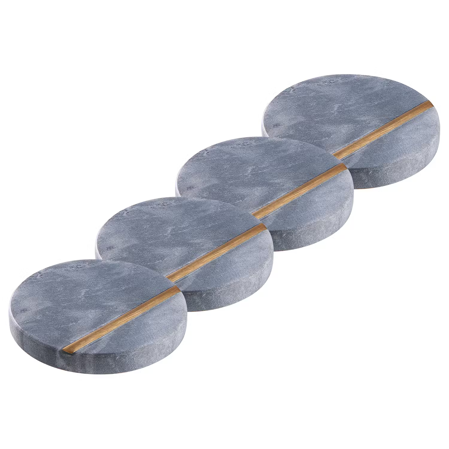 MARBLE Untersetzer 4er-Set - Messing / Mamor - Grau / Gold