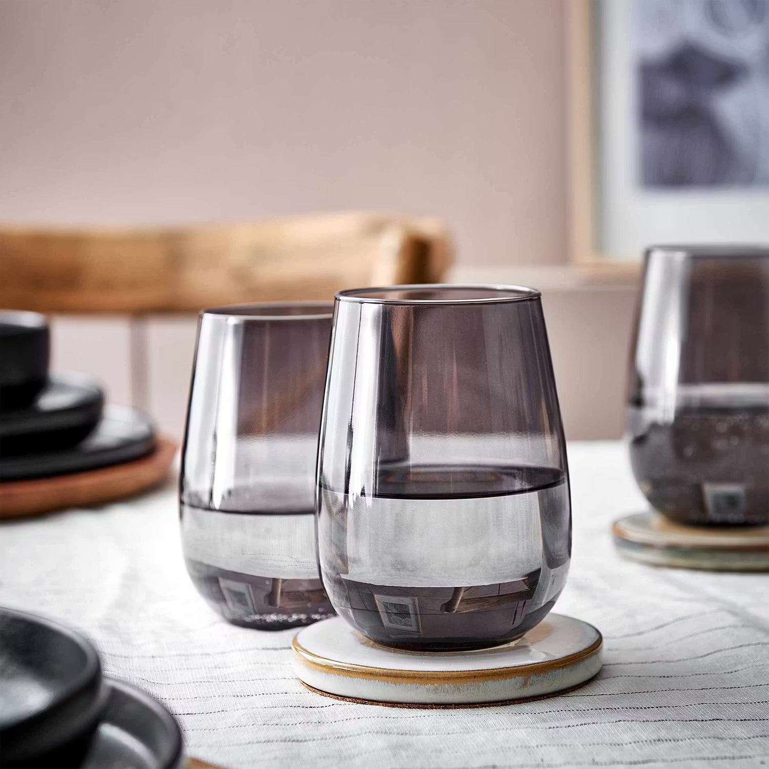 COSMOS Untersetzer 4er-Set - Kork / Stein - Grau