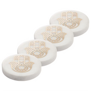 MARBLE Untersetzer 4er-Set - Messing / Mamor - Weiß / Gold