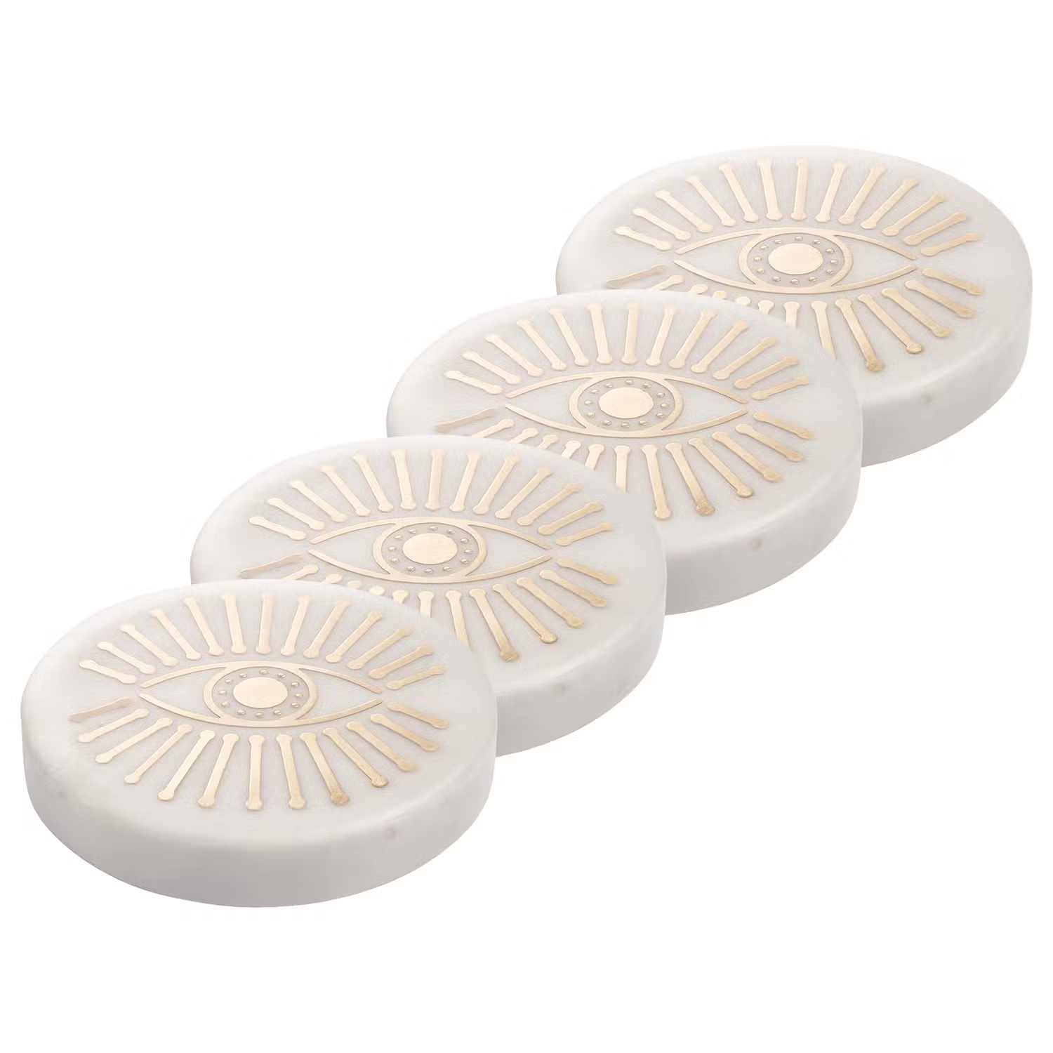 MARBLE Untersetzer 4er-Set - Messing / Mamor - Weiß / Gold
