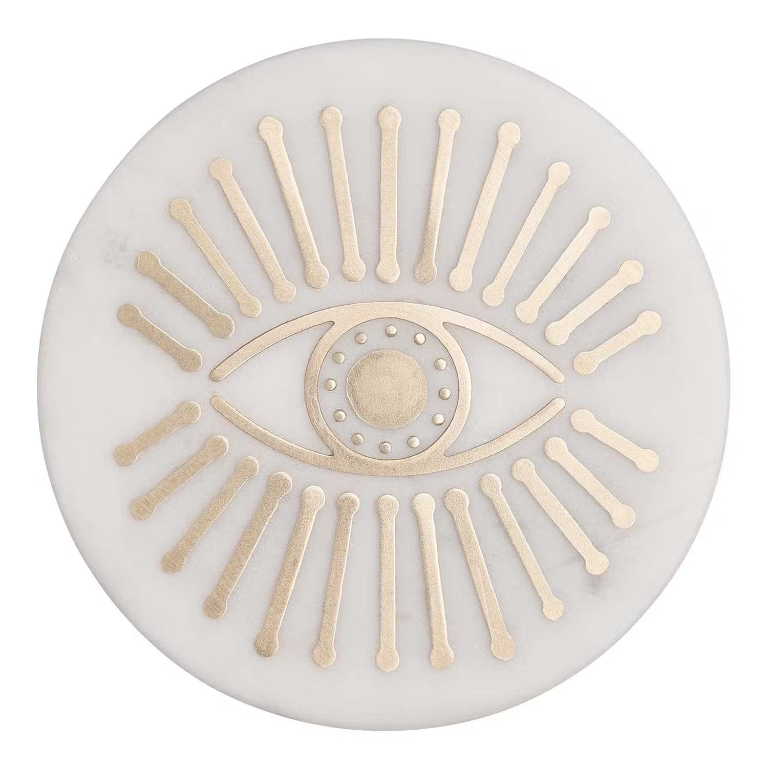 MARBLE Untersetzer 4er-Set - Messing / Mamor - Weiß / Gold