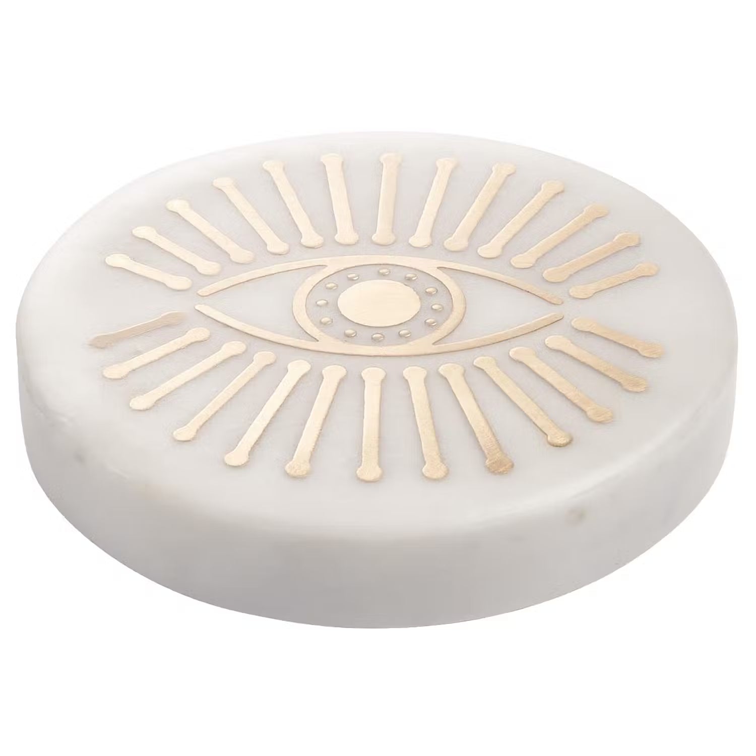 MARBLE Untersetzer 4er-Set - Messing / Mamor - Weiß / Gold