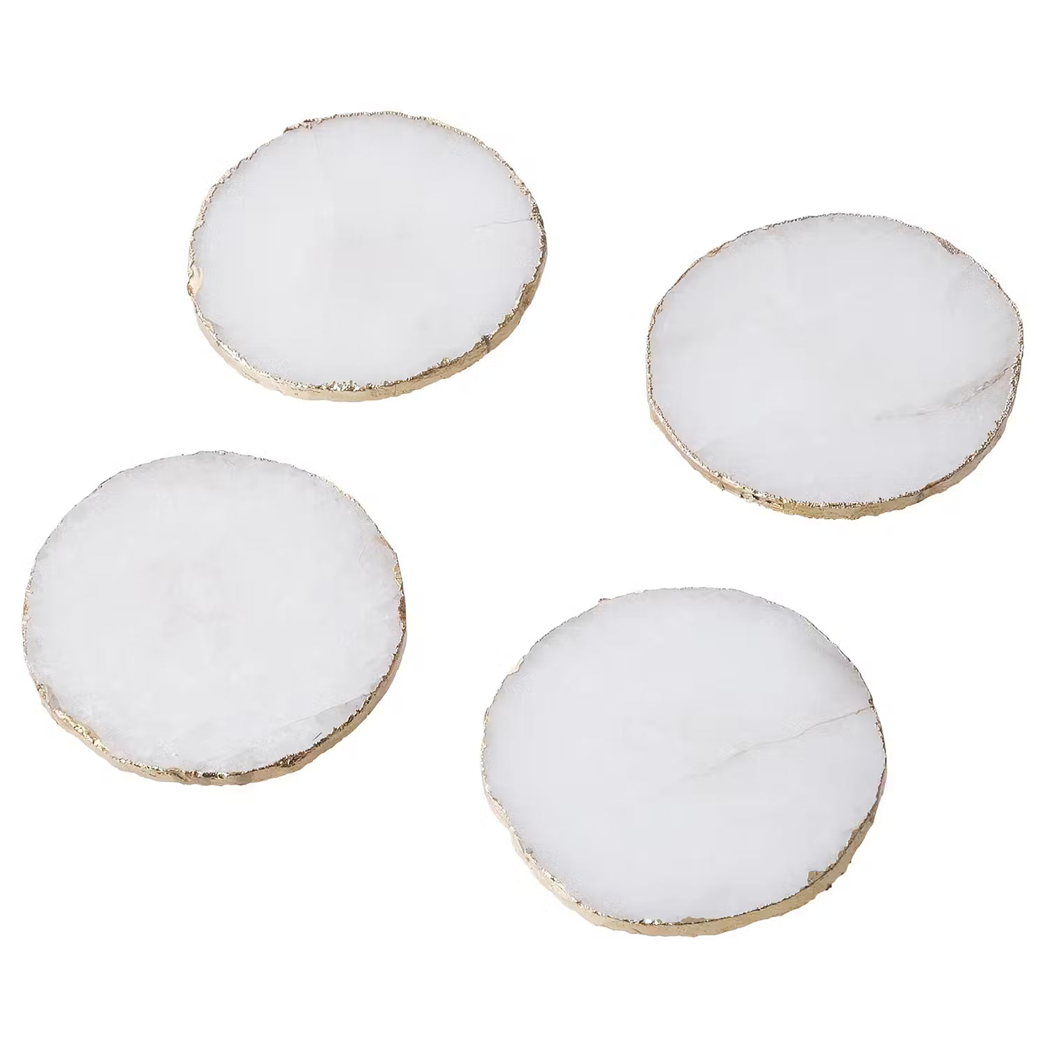 CRYSTAL Untersetzer 4er-Set - Quarz - Weiß / Gold