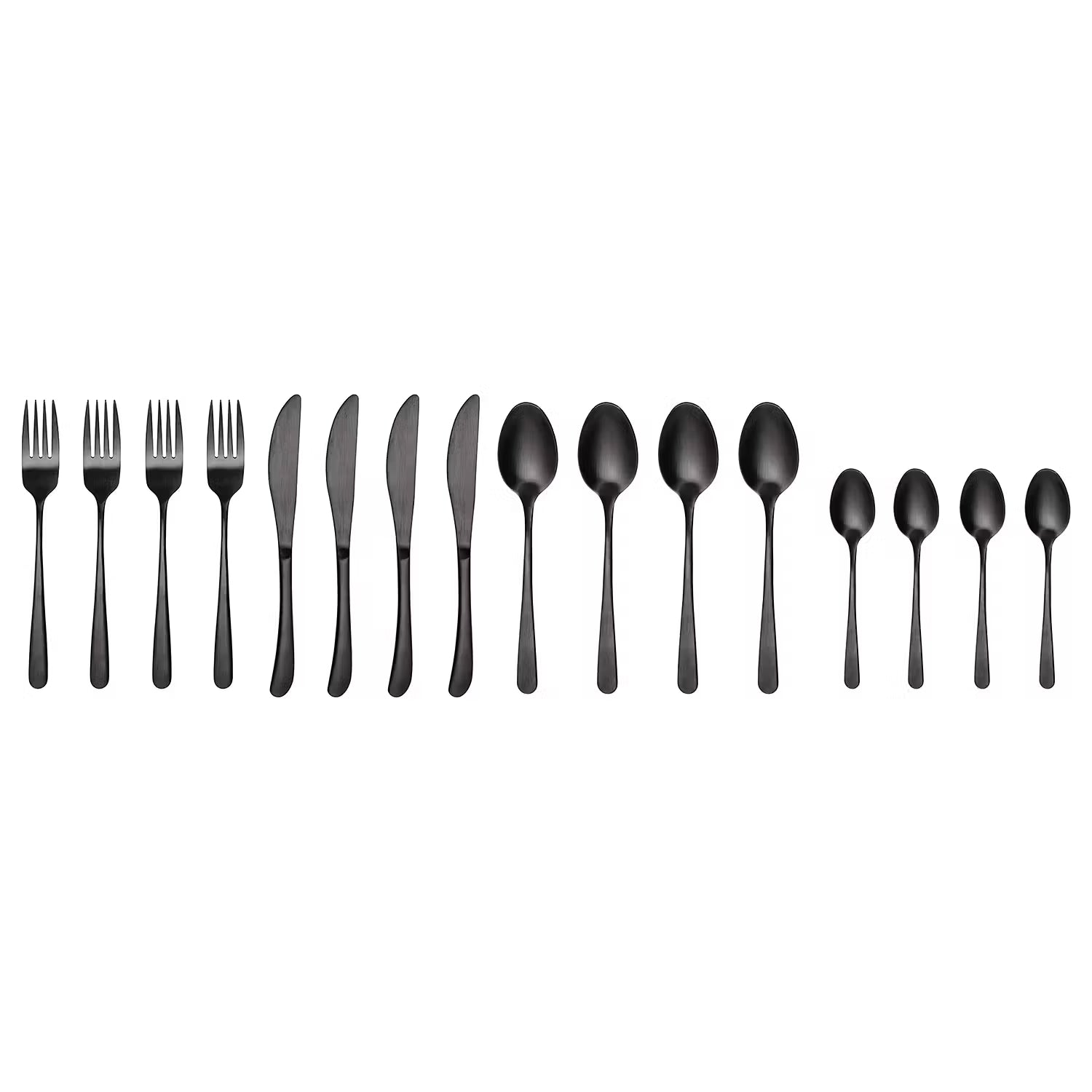 KINGS Besteck-Set 16-tlg. - Edelstahl - Hochglanz Schwarz