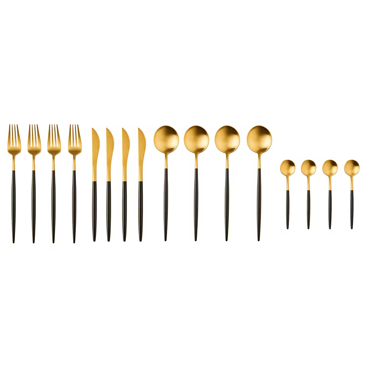 STILETTO Besteck-Set 16-tlg. - Edelstahl - Schwarz / Gold