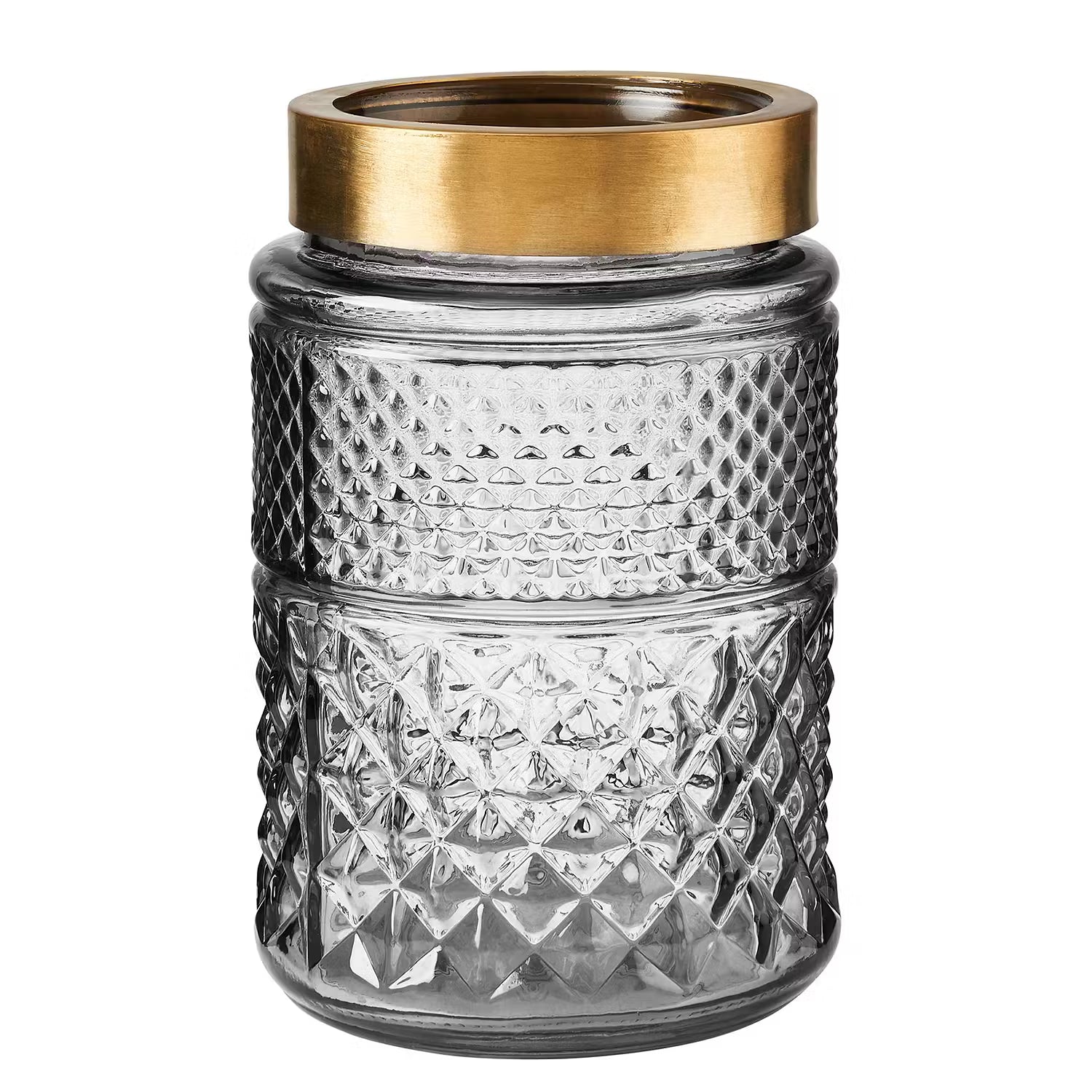 GRACE Vase - Farbglas / Eisen - Grau / Gold