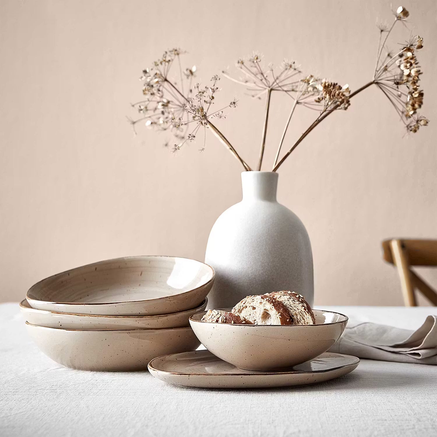 FINJA Vase - Terracotta - Beige / Weiß