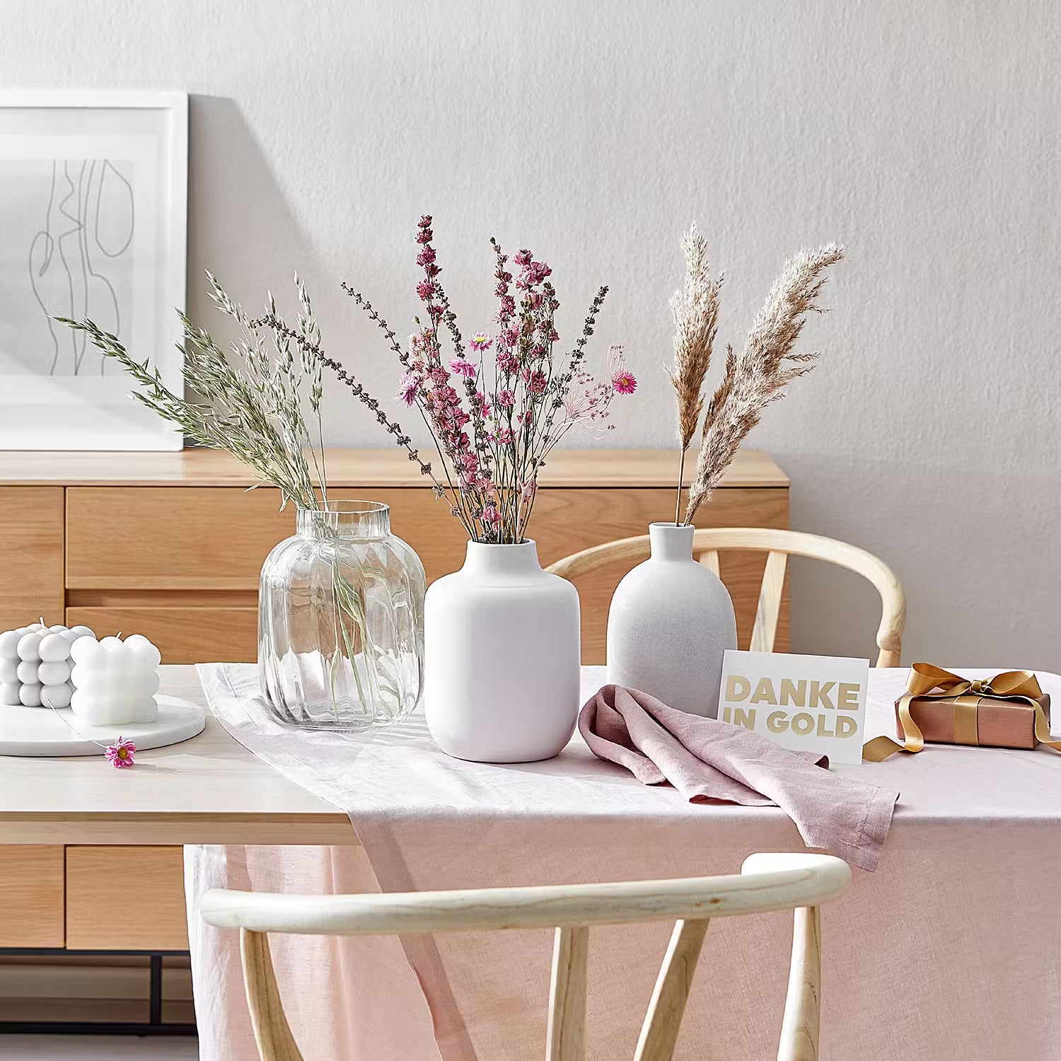 FINJA Vase - Terracotta - Beige / Weiß