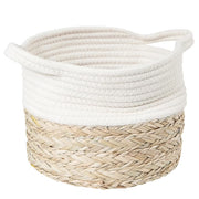 COTTON BRAID Korb - Baumwolle / Seegras - Natur / Weiß - Durchmesser: 23 cm