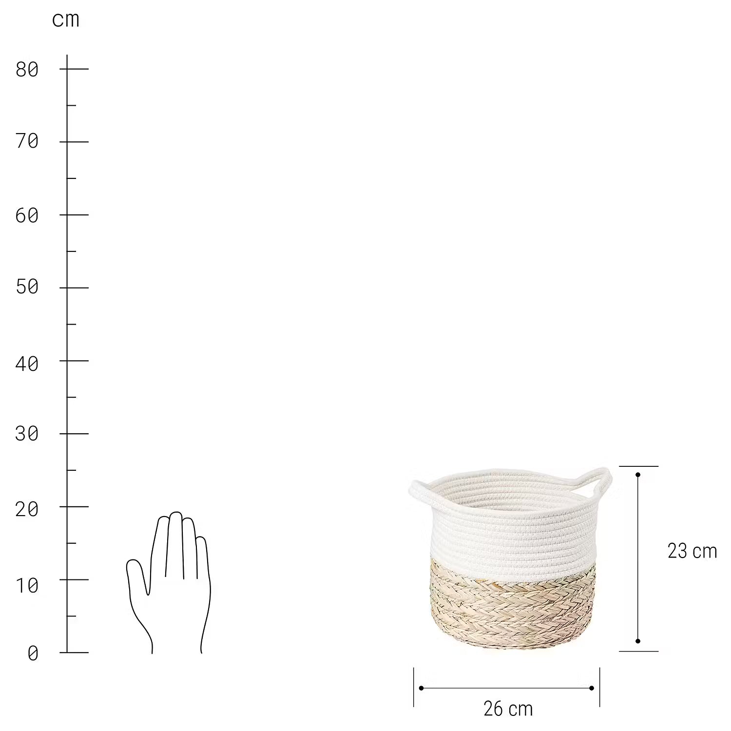 COTTON BRAID Korb - Baumwolle / Seegras - Natur / Weiß - Durchmesser: 26 cm