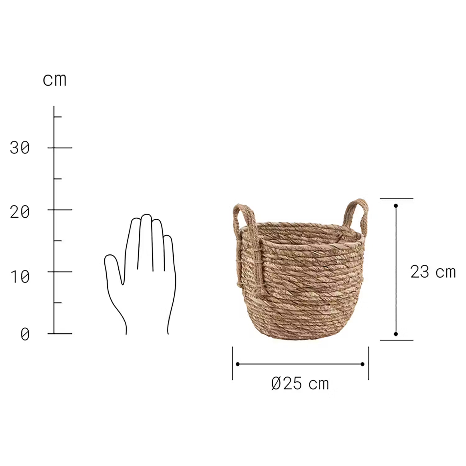 RUSH ROPE Korb - Jute / Wasserhyazinthe - Natur - Durchmesser: 25 cm