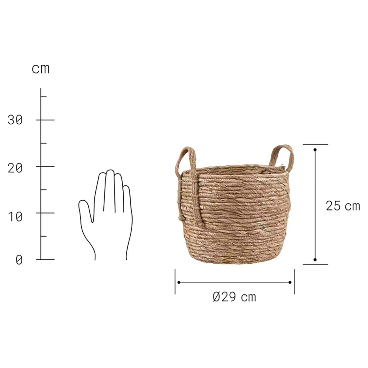 RUSH ROPE Korb - Jute / Wasserhyazinthe - Natur - Durchmesser: 29 cm