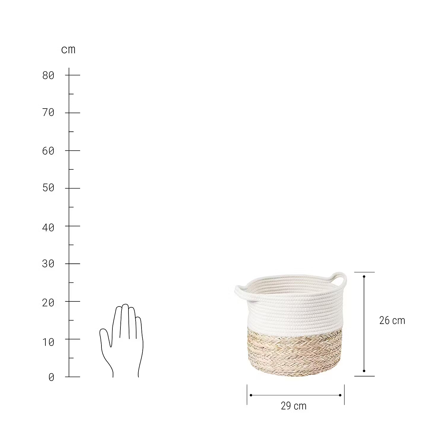 COTTON BRAID Korb - Baumwolle / Seegras - Natur / Weiß - Durchmesser: 29 cm