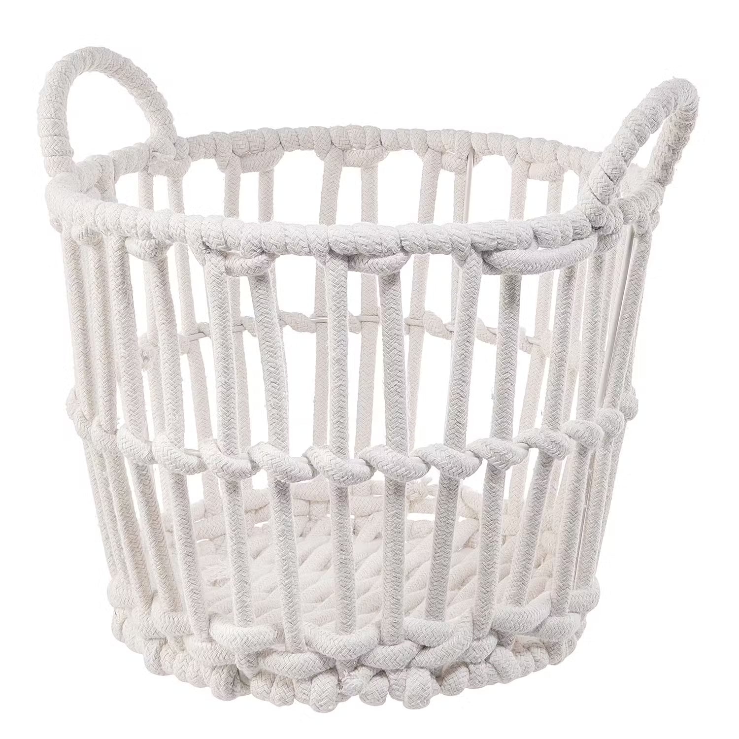 WHITE OCEAN Korb - Baumwolle / Eisen - Weiß - Durchmesser: 31 cm