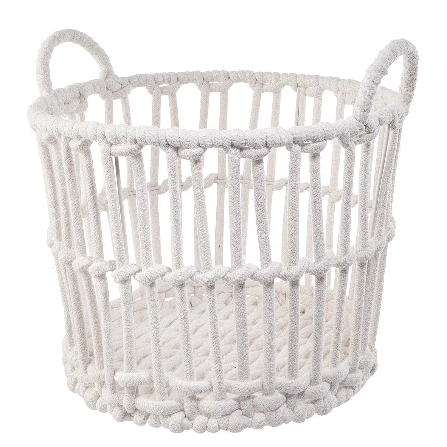 WHITE OCEAN Korb - Baumwolle / Eisen - Weiß - Durchmesser: 36 cm