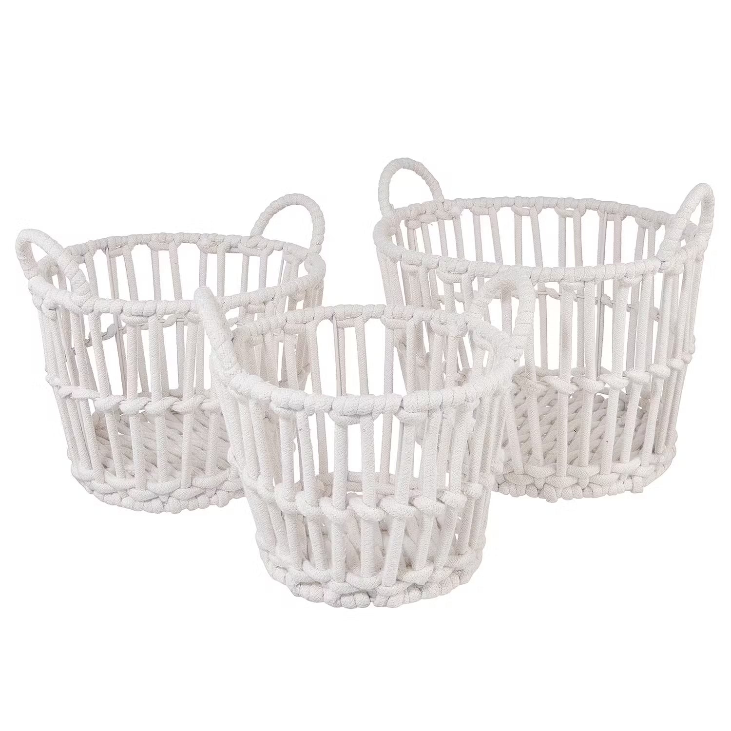 WHITE OCEAN Korb - Baumwolle / Eisen - Weiß - Durchmesser: 36 cm