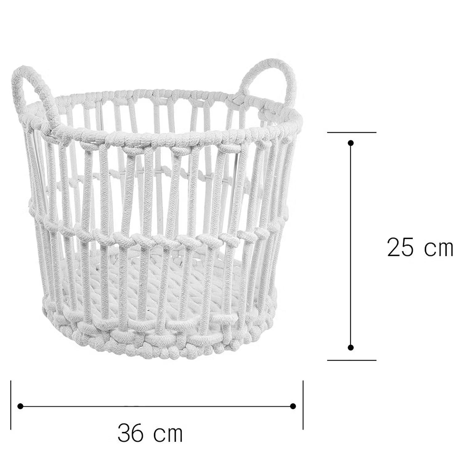 WHITE OCEAN Korb - Baumwolle / Eisen - Weiß - Durchmesser: 36 cm