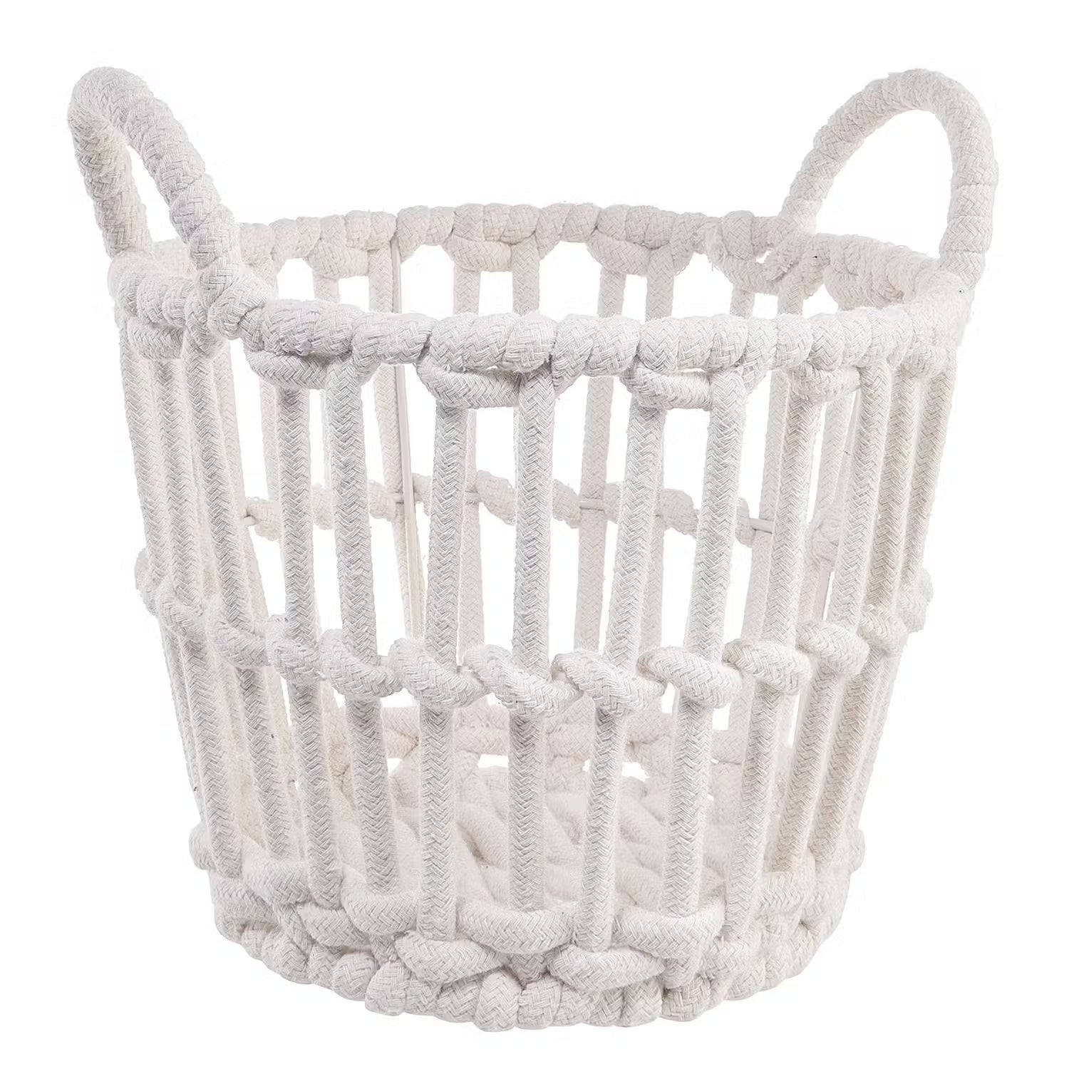 WHITE OCEAN Korb - Baumwolle / Eisen - Weiß - Durchmesser: 26 cm