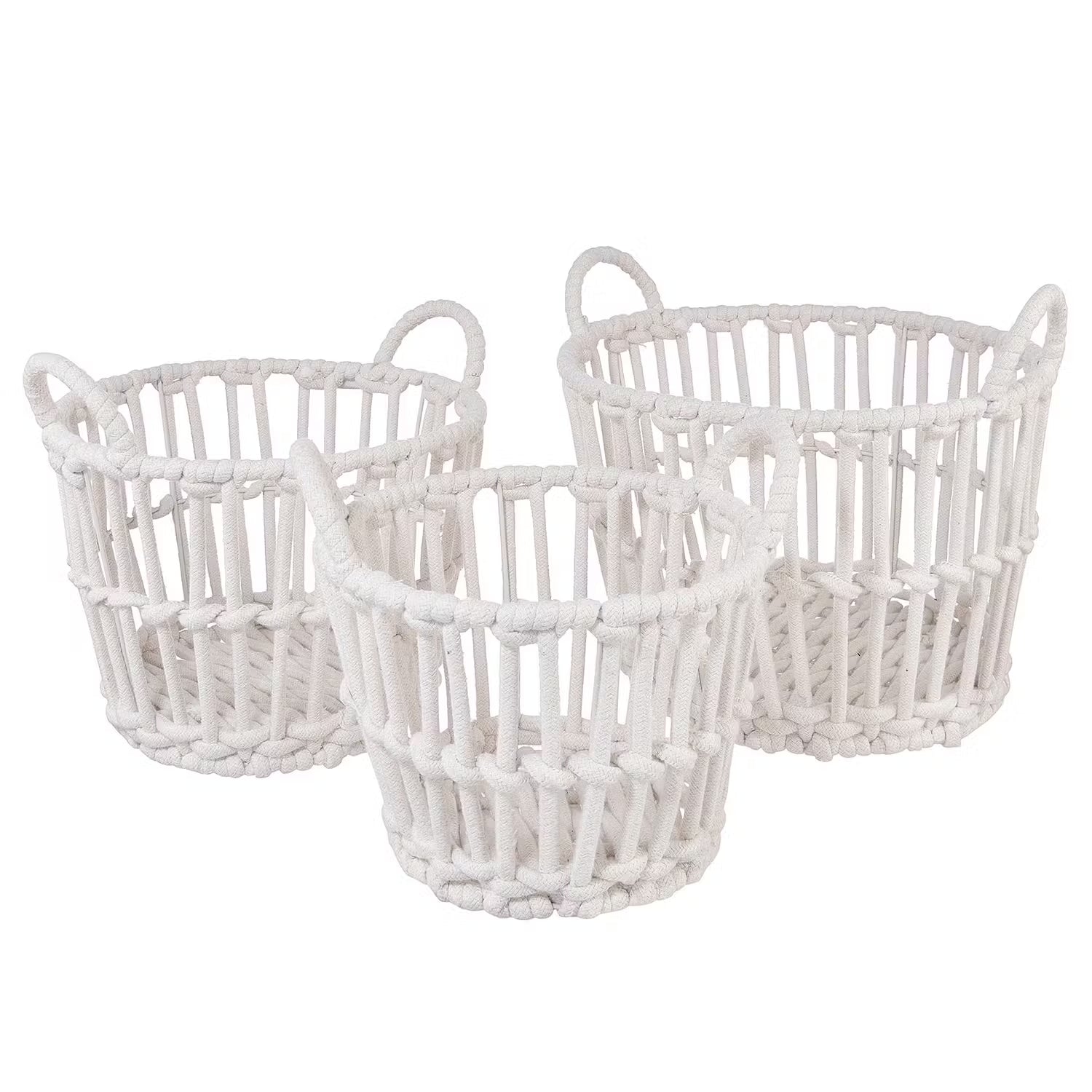 WHITE OCEAN Korb - Baumwolle / Eisen - Weiß - Durchmesser: 26 cm