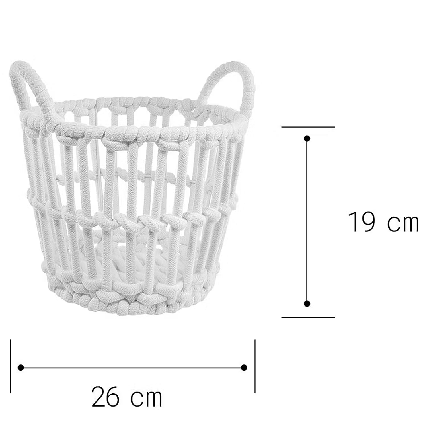 WHITE OCEAN Korb - Baumwolle / Eisen - Weiß - Durchmesser: 26 cm