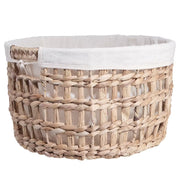 HONEY COMB Wäschekorb mit Wäschesack - Baumwolle / Eisen / Wasserhyazinthe - Natur / Creme - Durchmesser: 33 cm