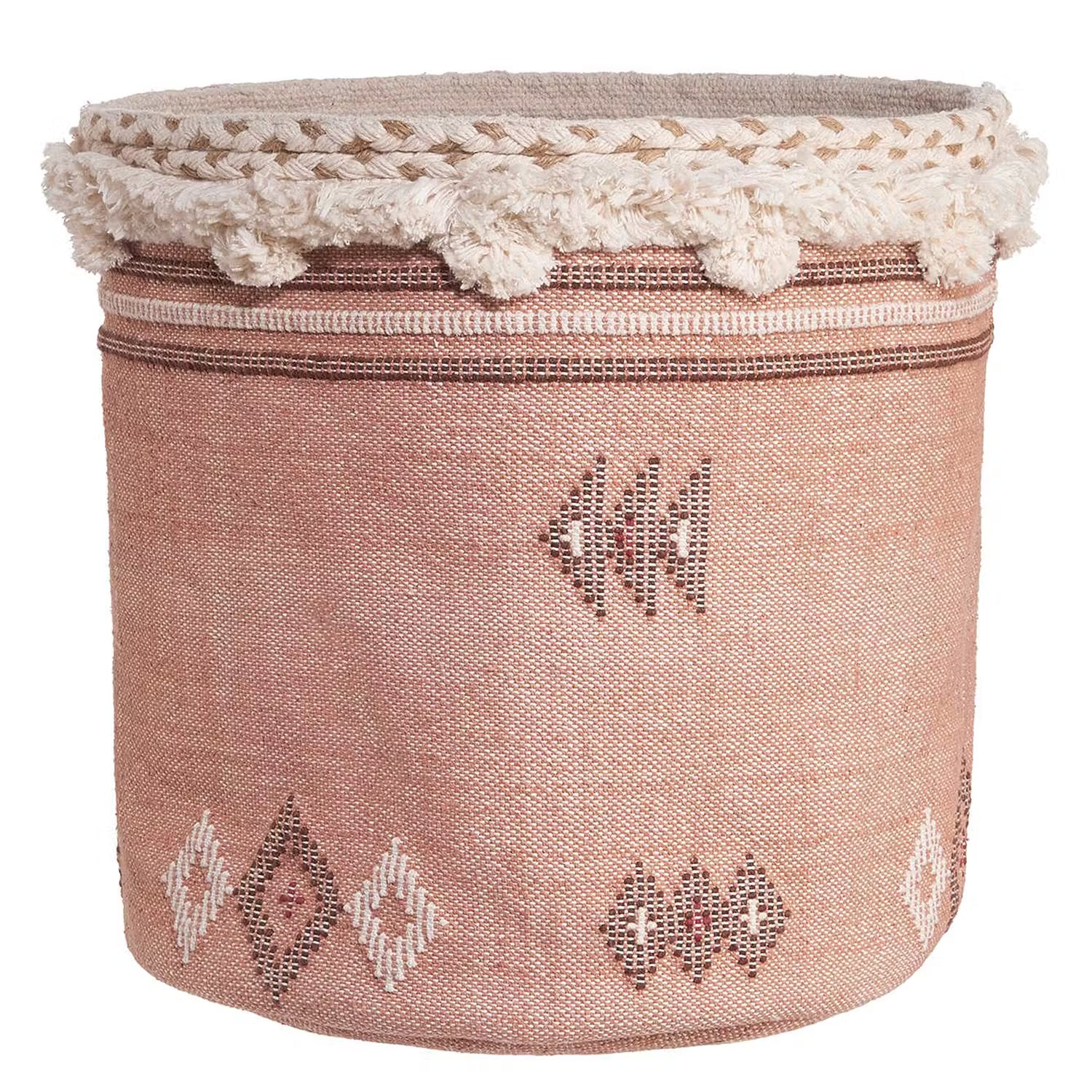 CARAVAN OF LOVE Korb - Baumwollstoff - Rosa / Beige - Durchmesser: 25 cm
